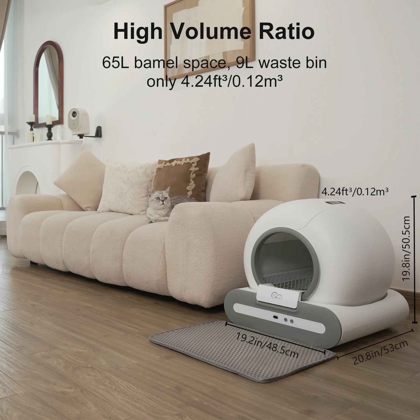 DOEL 65L Self-Cleaning Cat Litter Box 2.4G WiFi App Control