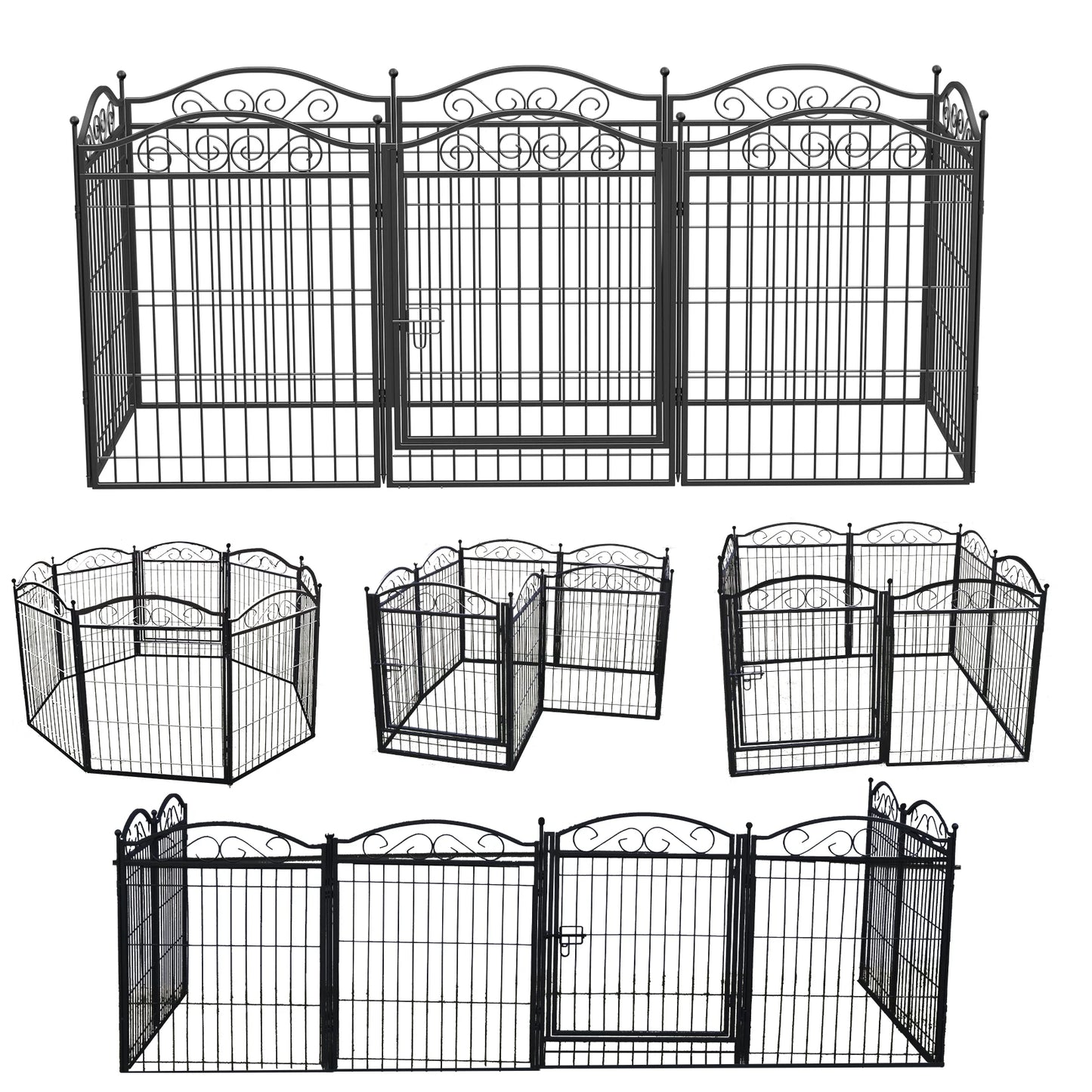BINGOPAW Eight-Panel Heavy Duty Folding Anti-Rust Dog Playpen Indoor Outdoor