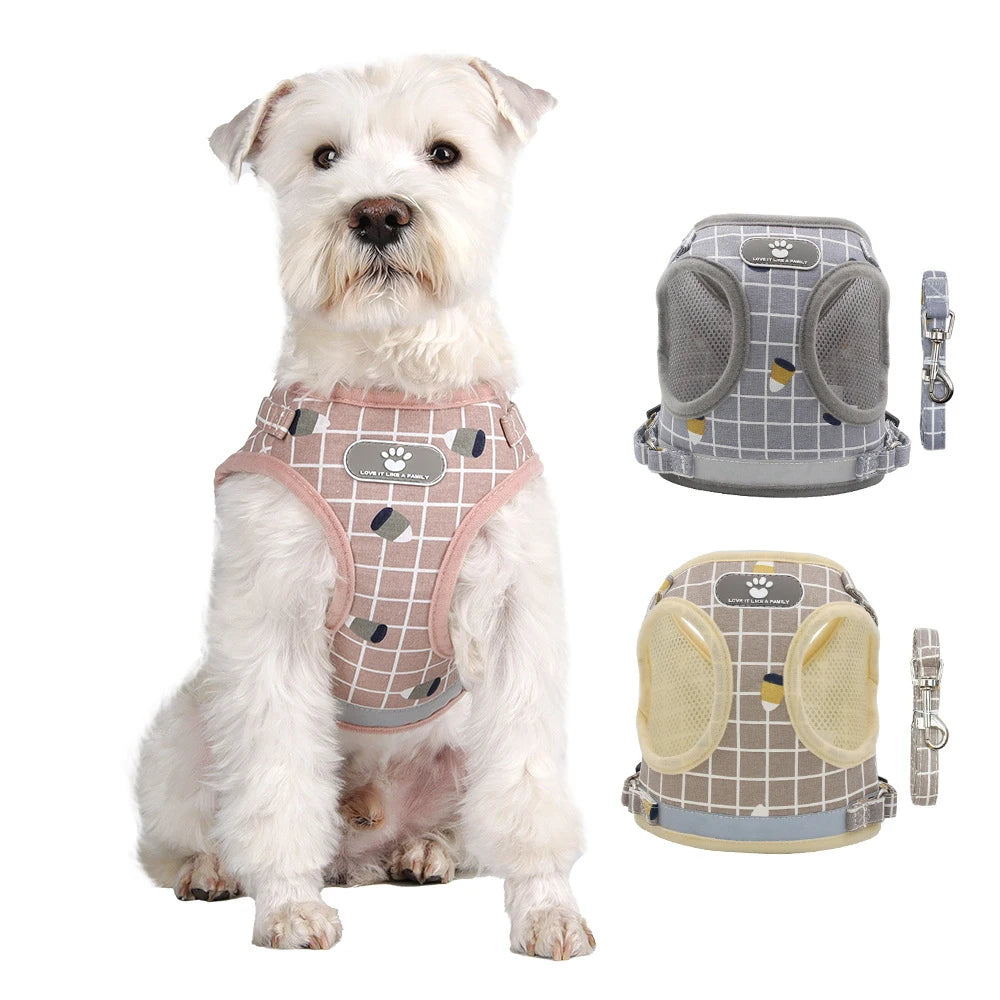 Breathable Reflective Poodle Pet Harness With Leash And Collar
