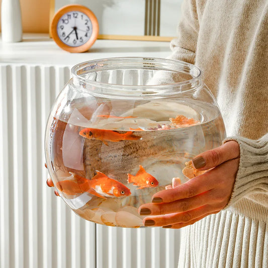 Portable Plastic Round Fish Bowl Desktop Aquarium For Home Office