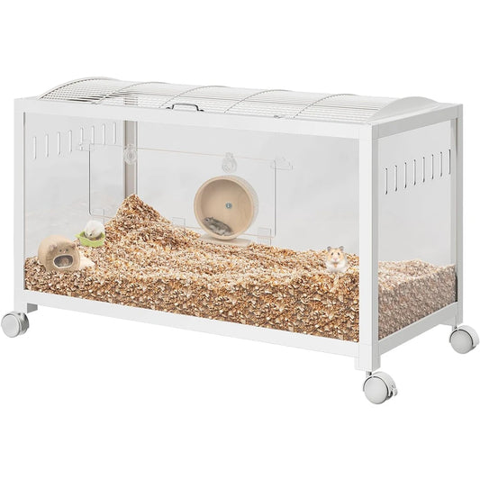 HiMISSCN Metal Rat Cage With Wheels PS Panels Ventilated