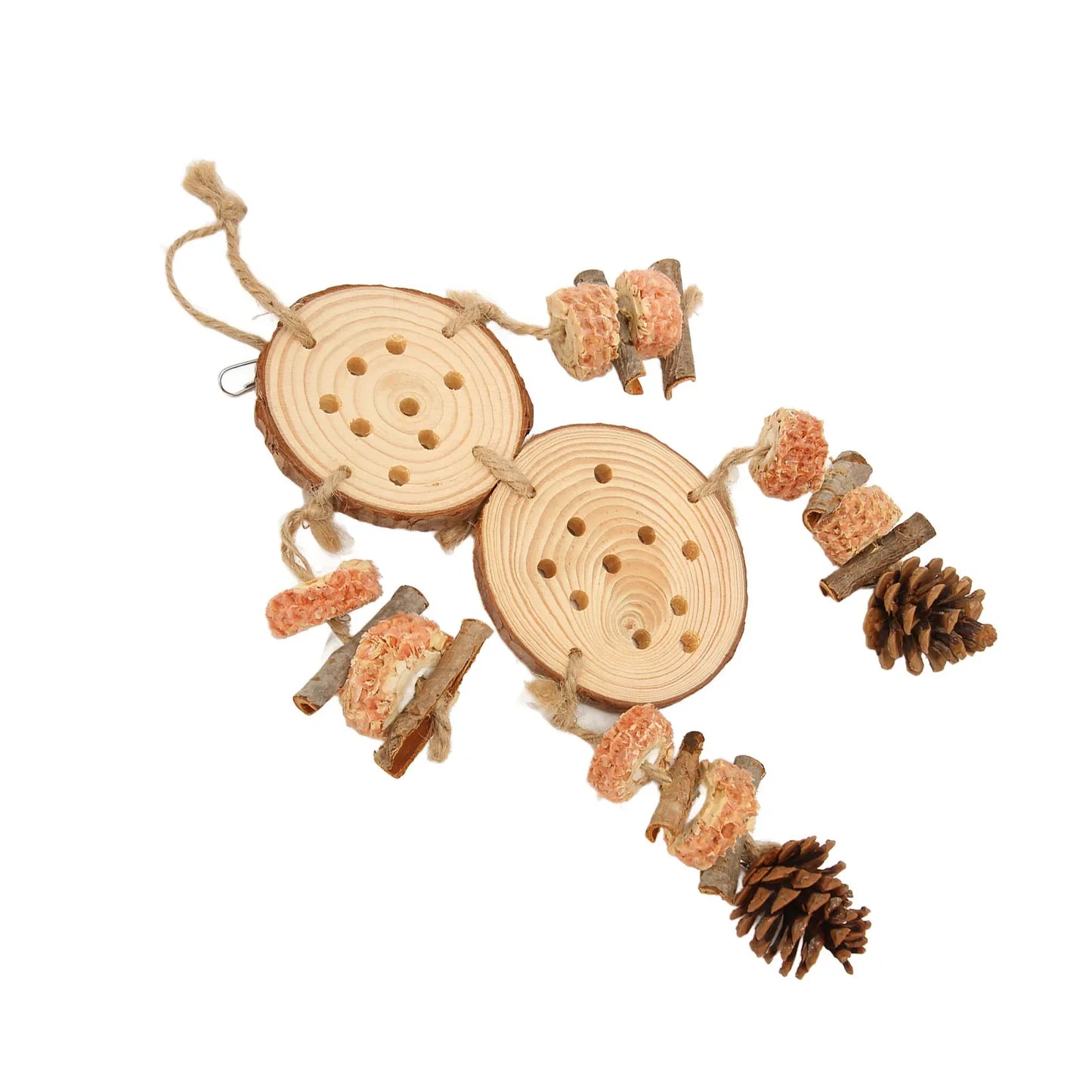 Wooden Puzzle Bird Chewing Toys Corks Logs Pine Cones Cobs