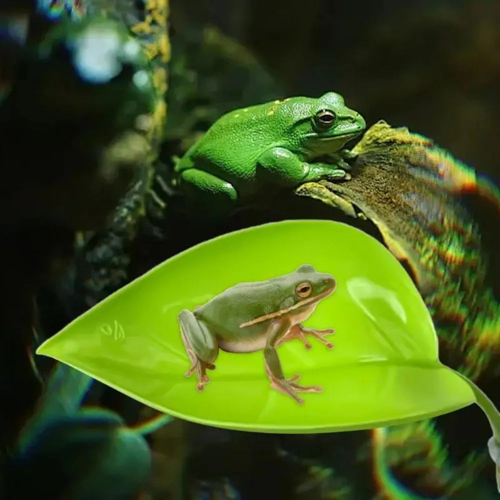 Frog Habitat Leaf Suction Cup Reptile Basking Accessory