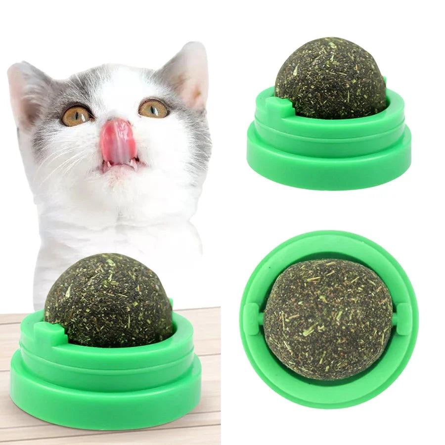 Spinning Catnip Mint Ball Cat Toy For Hairball Control