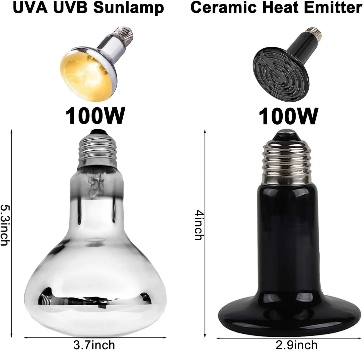 Dual Reptile Lamp Fixture UVA UVB Light Ceramic Heater