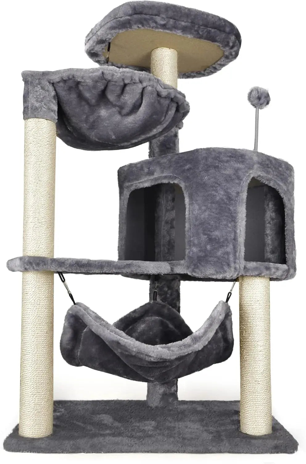 Cat Tree With Condo And Plush Hammock For Indoor Cats