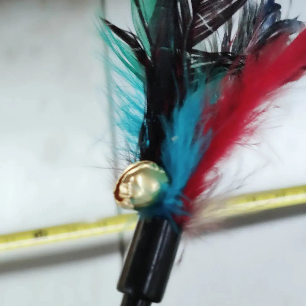 APWIKOGERCat Short Rod Interactive Cat Wand Feather Bell Toy