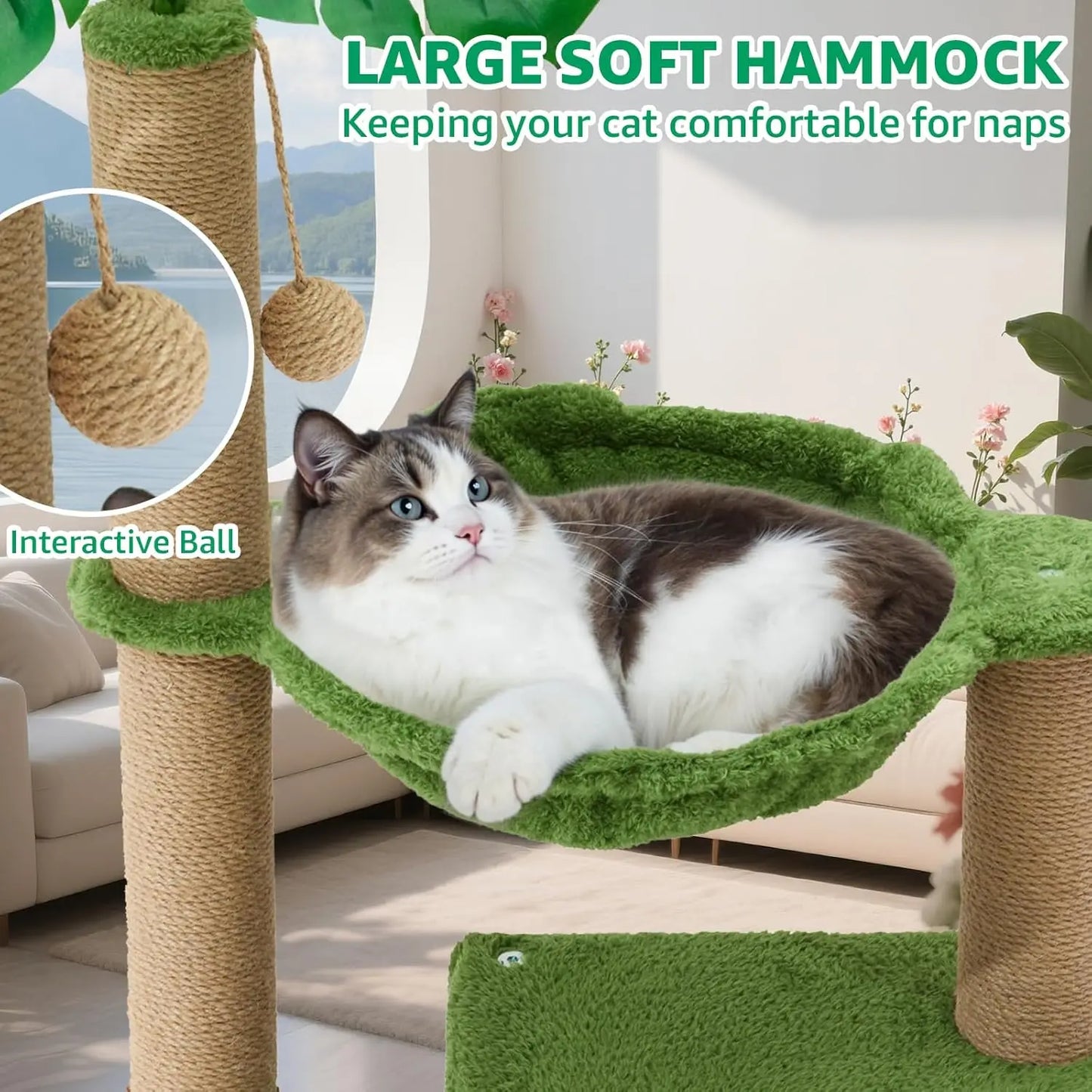 Cat Tree Tower With Sisal Scratching Post And Hammock