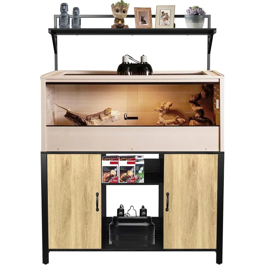 XMSJ Reptile Tank Stand Terrarium Cabinet For Accessories Storage