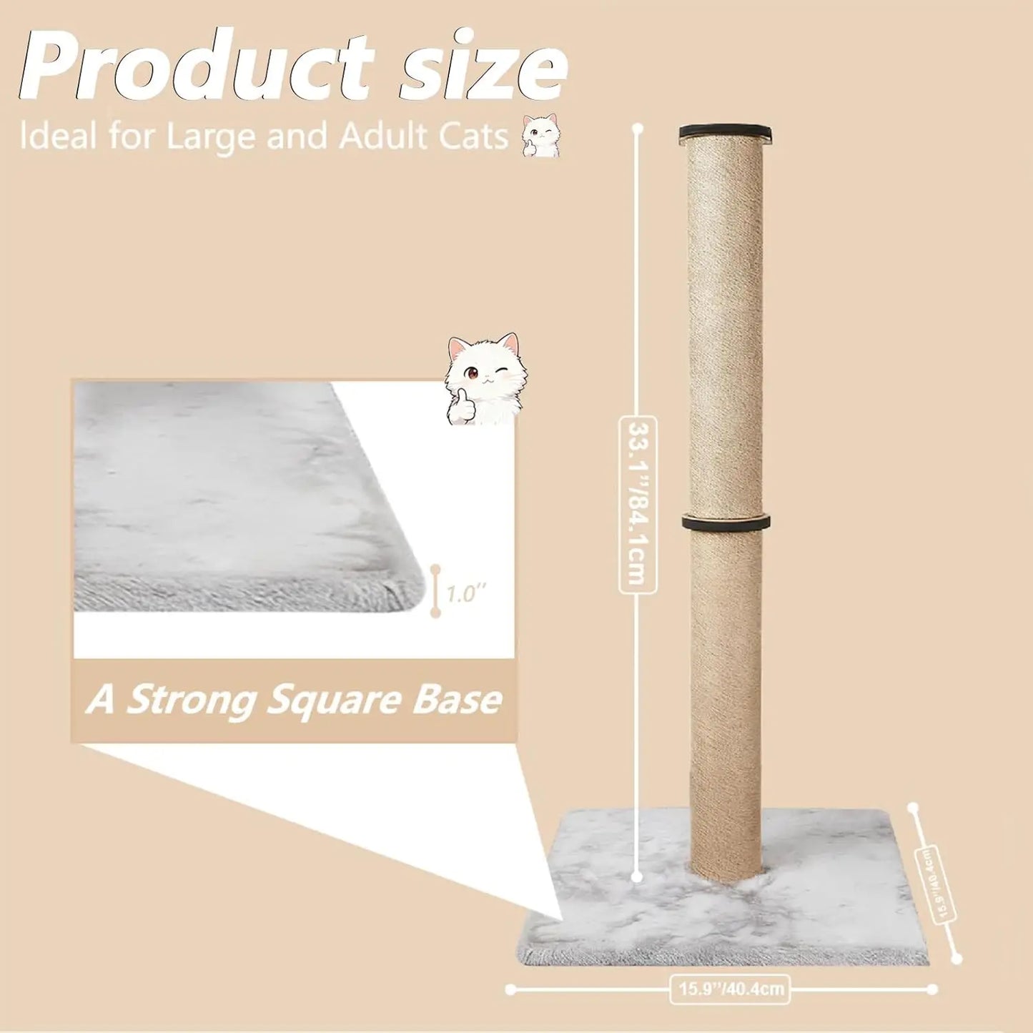 Cat Scratching Post Sisal and Plush Pad for Indoor Cats