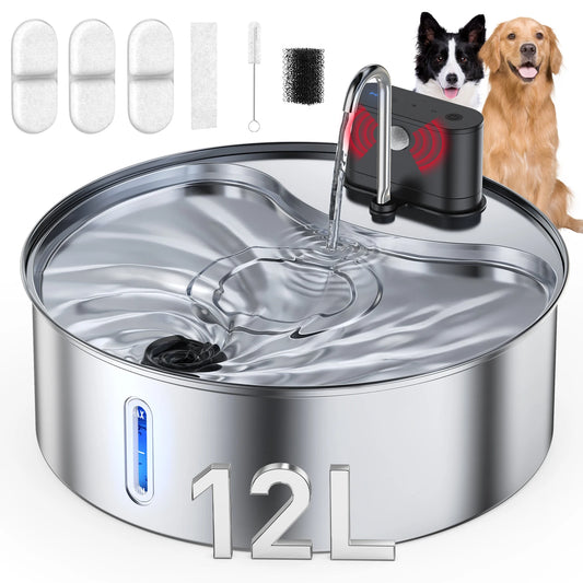 Cityflee Stainless Steel Pet Water Fountain With Rechargeable Motion Sensor