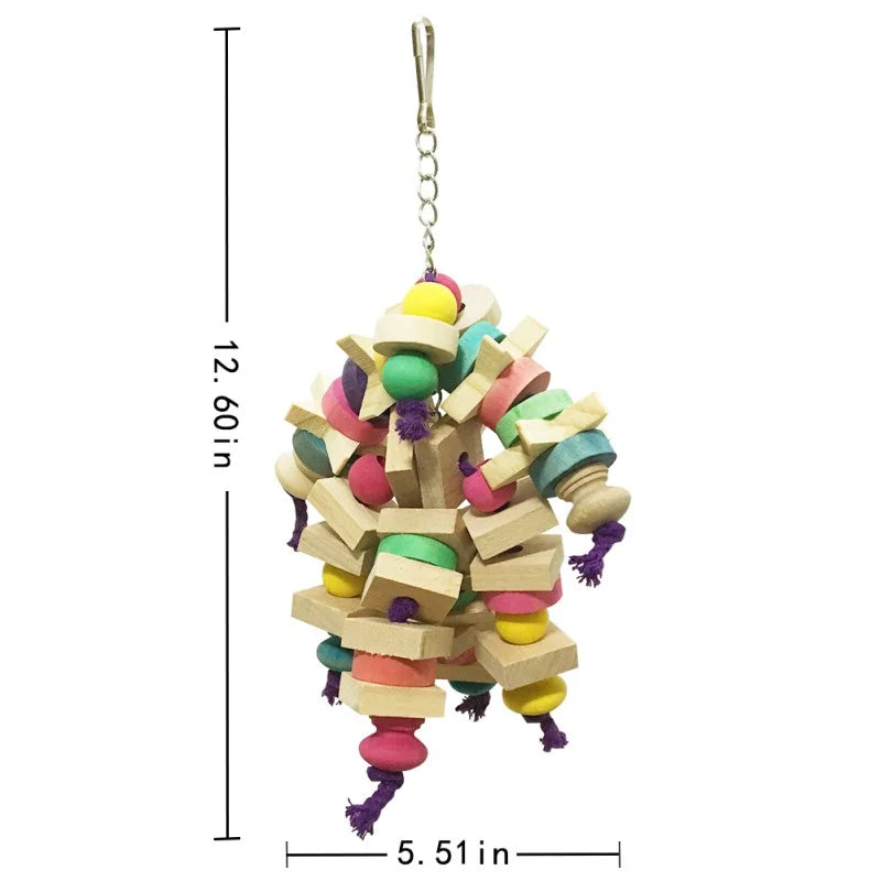 Wood Parrot Chewing Toy For Cage Hanging Swing Climb