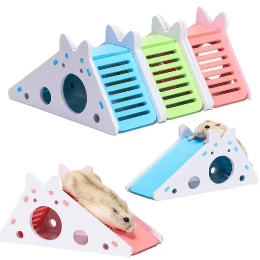 Wooden Hamster Slide Toy With House For Small Pets