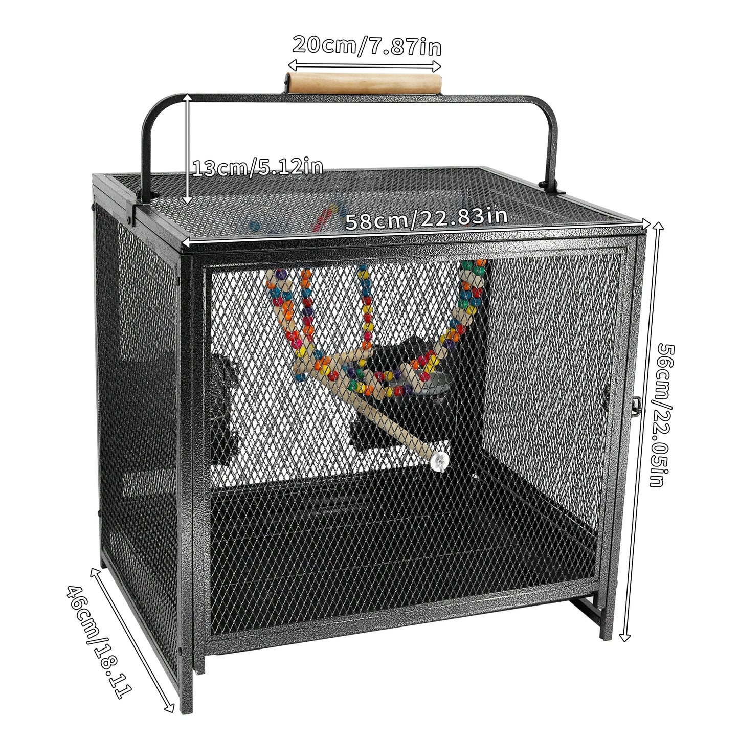 Wrought Iron Travel Bird Cage With Seed Guard And Perch