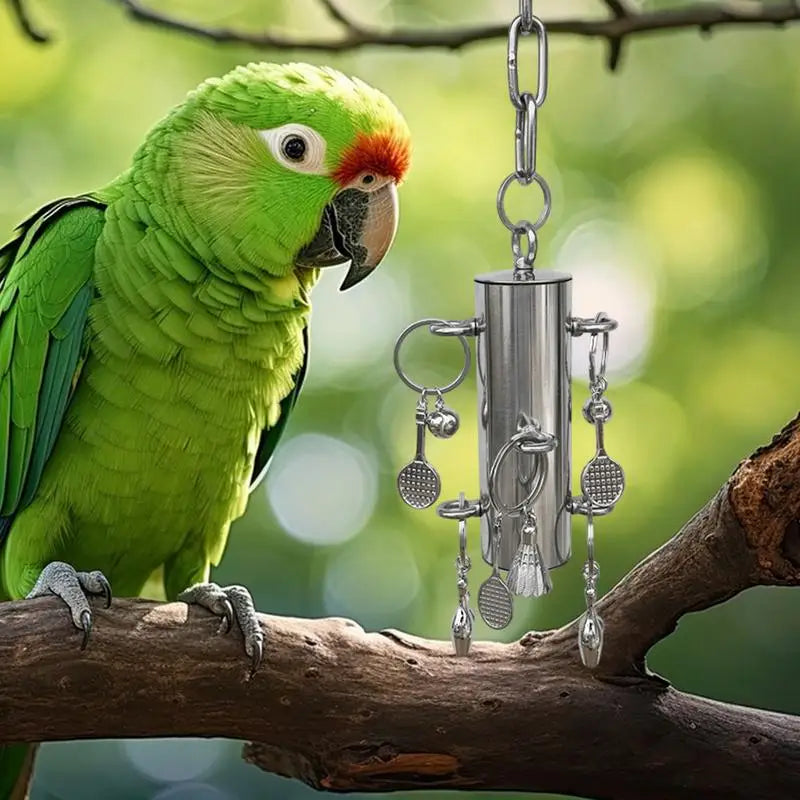 Parrot Bell Toy Stainless Steel Heavy Duty Bird Cage Toys Bird Cage Hang Bite Toy Cage Display Pendant Bird Toys For Large And
