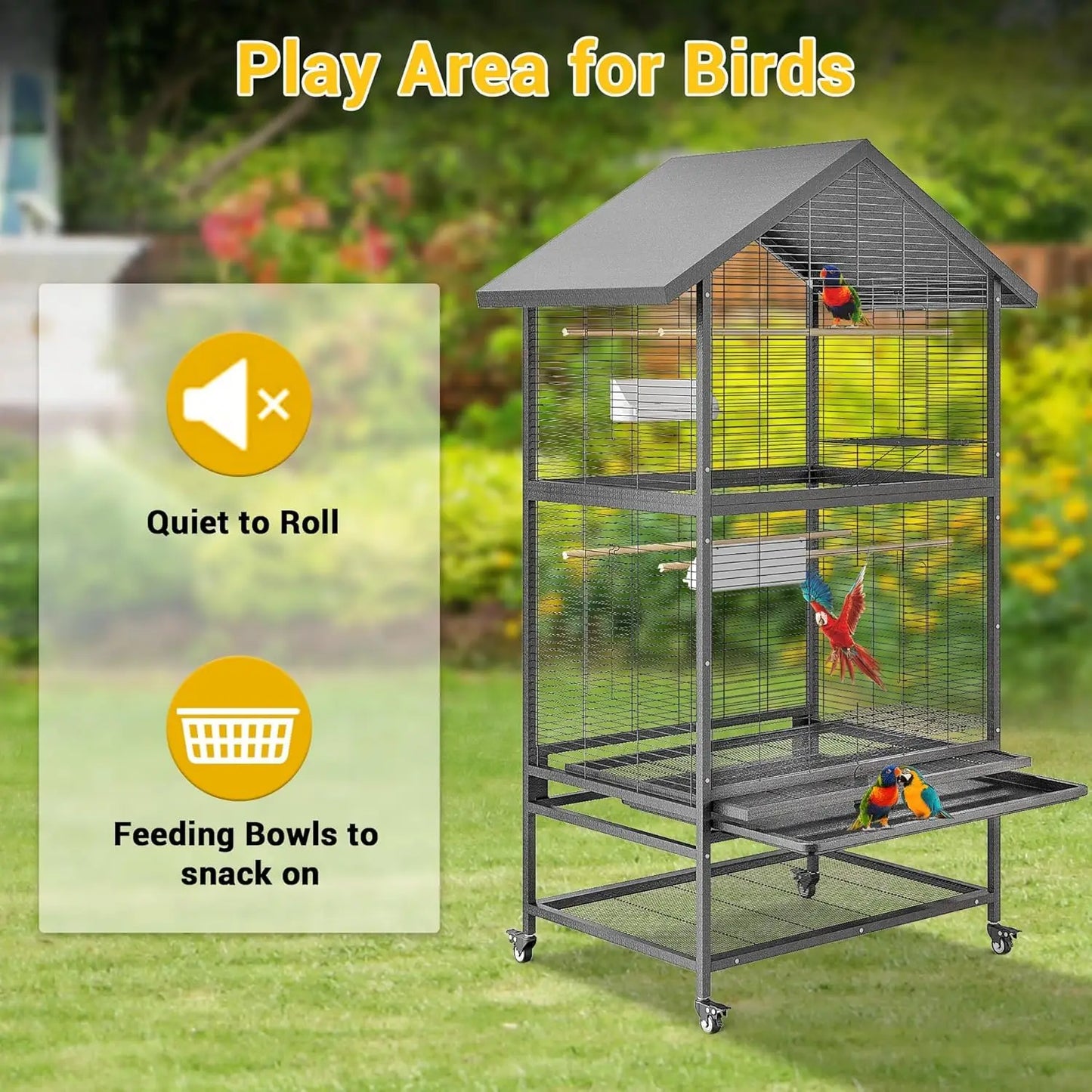 HiMISSCN Steel Parrot Breeding Cage for Large Birds With Casters