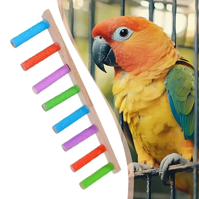 Wooden Parrot Ladder Swing Toy For Birds Heavy Duty Climber
