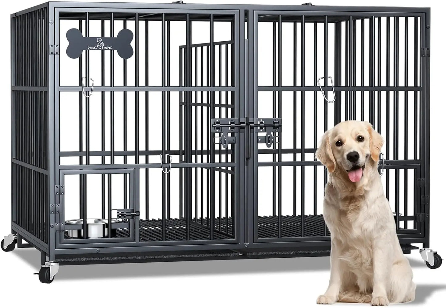 Dosker Heavy Duty Metal Dog Crate With Divider Escape Proof