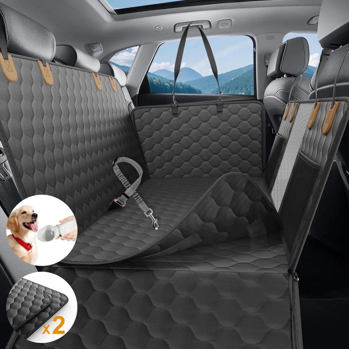 Wedyvko Back Seat Extender Hammock for Dogs Car Seat Cover