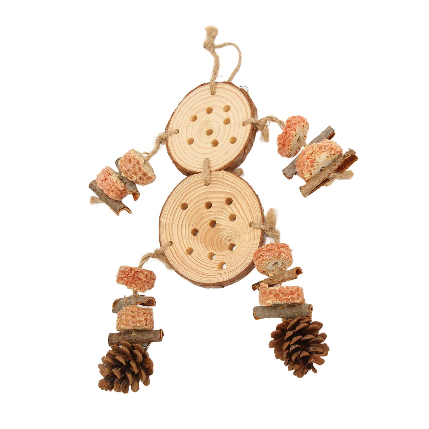 Wooden Puzzle Bird Chewing Toys Corks Logs Pine Cones Cobs