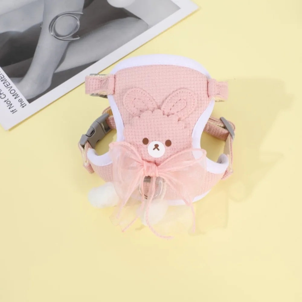 Adjustable Cat And Dog Harness With Leash Polyester