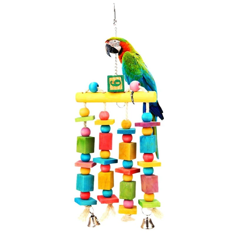 Wood Parrot Chewing Toy For Cage Hanging Swing Climb