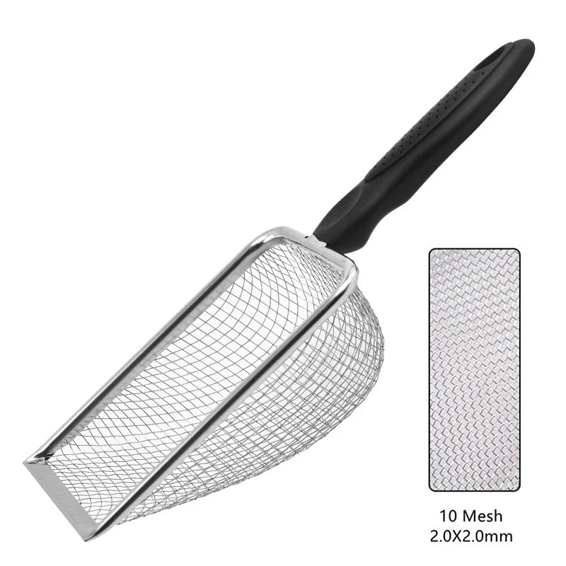 Stainless Steel Pet Feces Shovel With Mesh Screen For Terrariums