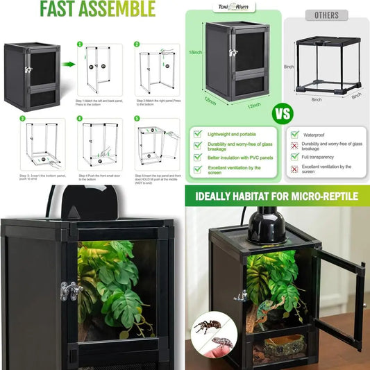Ventilated Reptile Habitat Enclosure With Dual Front Access