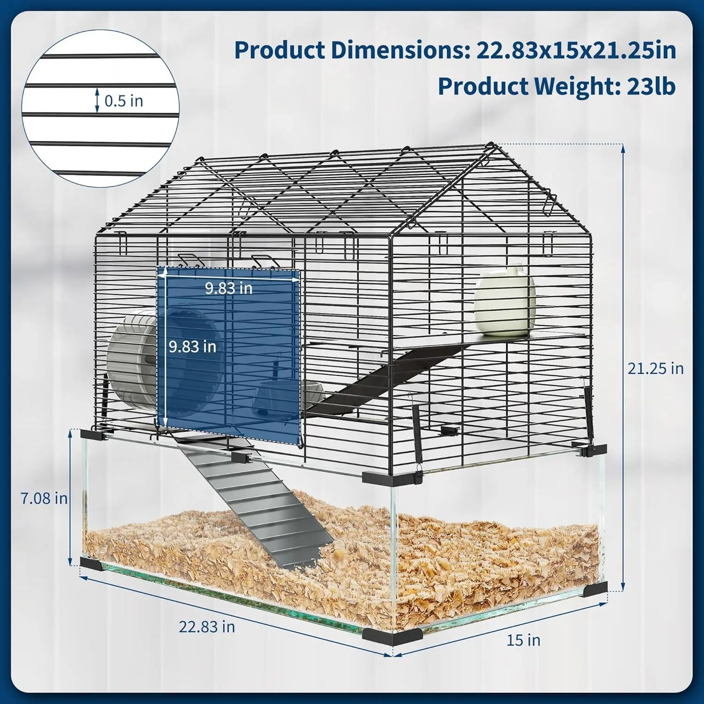 Twister Metal Hamster Cage with Water Bottle Transparent Animal Habitat