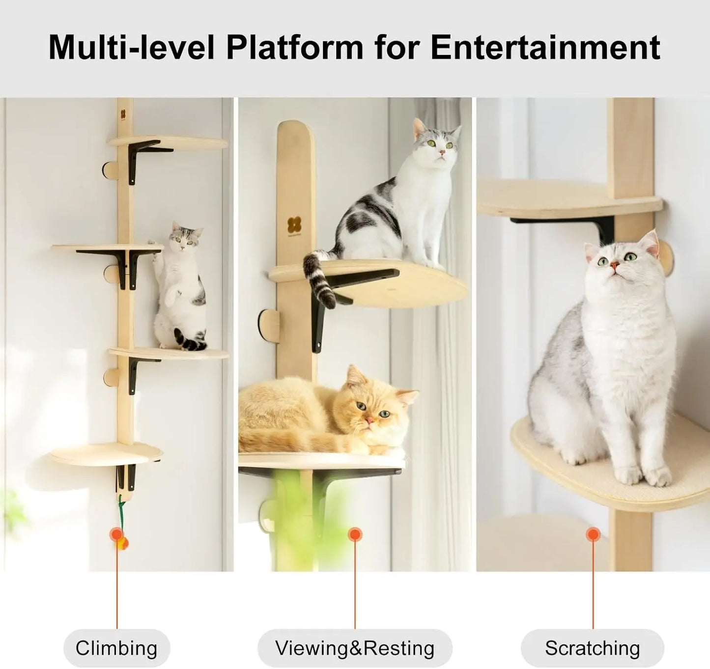 MewooFun Four Level Wall Mounted Cat Climber Shelves