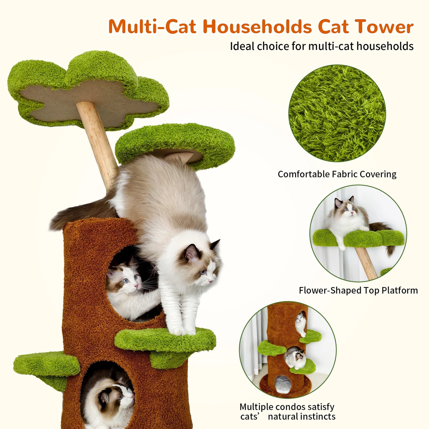 Bingopaw Indoor Cat Tree Tower With Luxury Condo Cushion