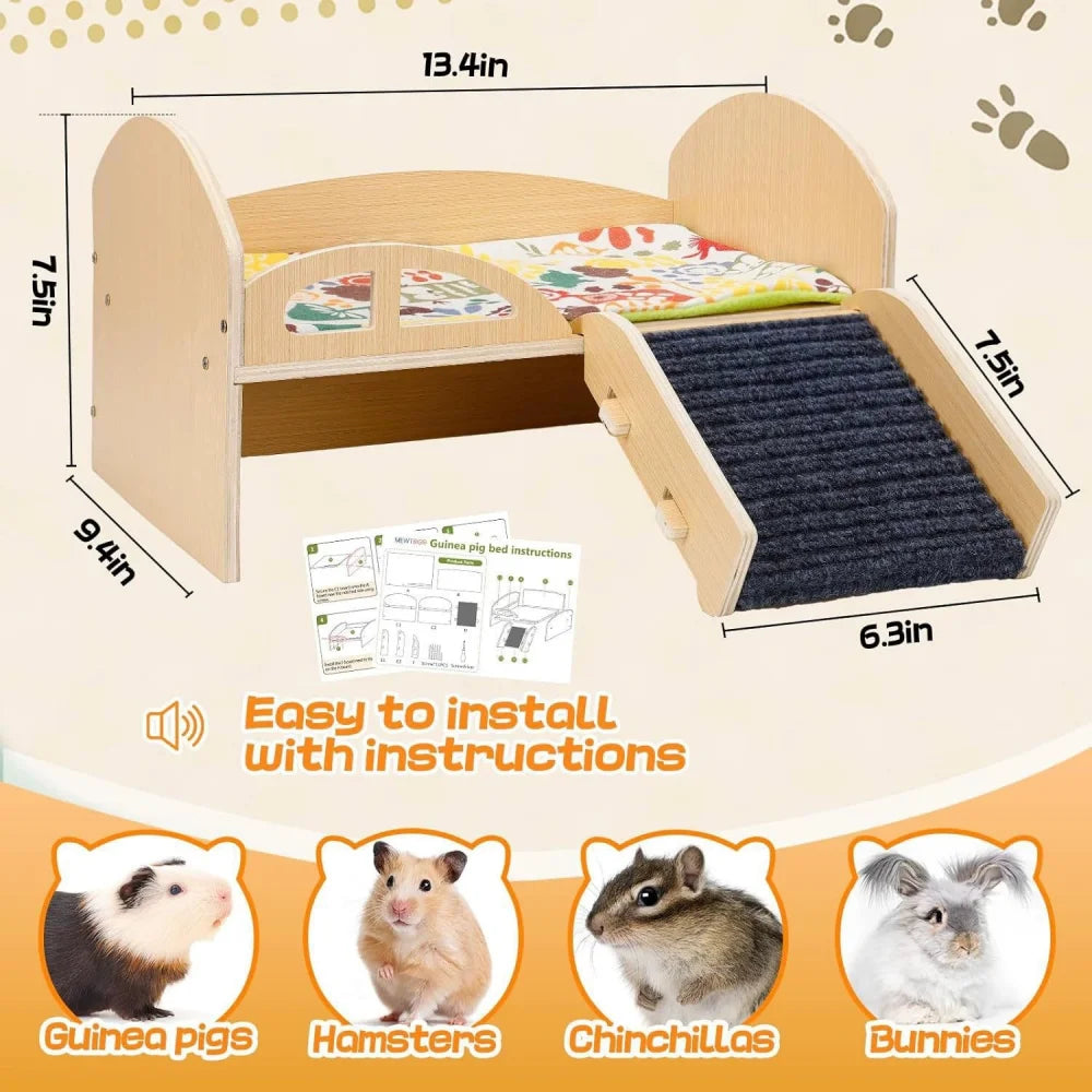 MoJoyce Guinea Pig Hideout Platform Multilevel Pet Castle