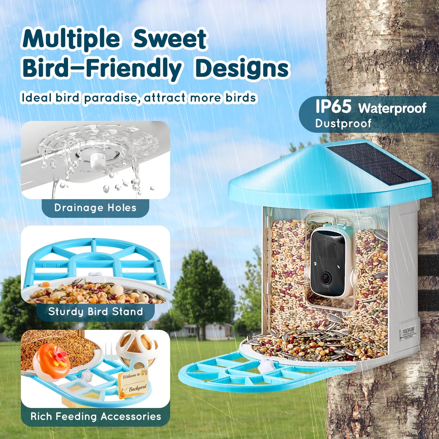 SucceBuy 2K Solar Bird Feeder Camera AI Identify Birds