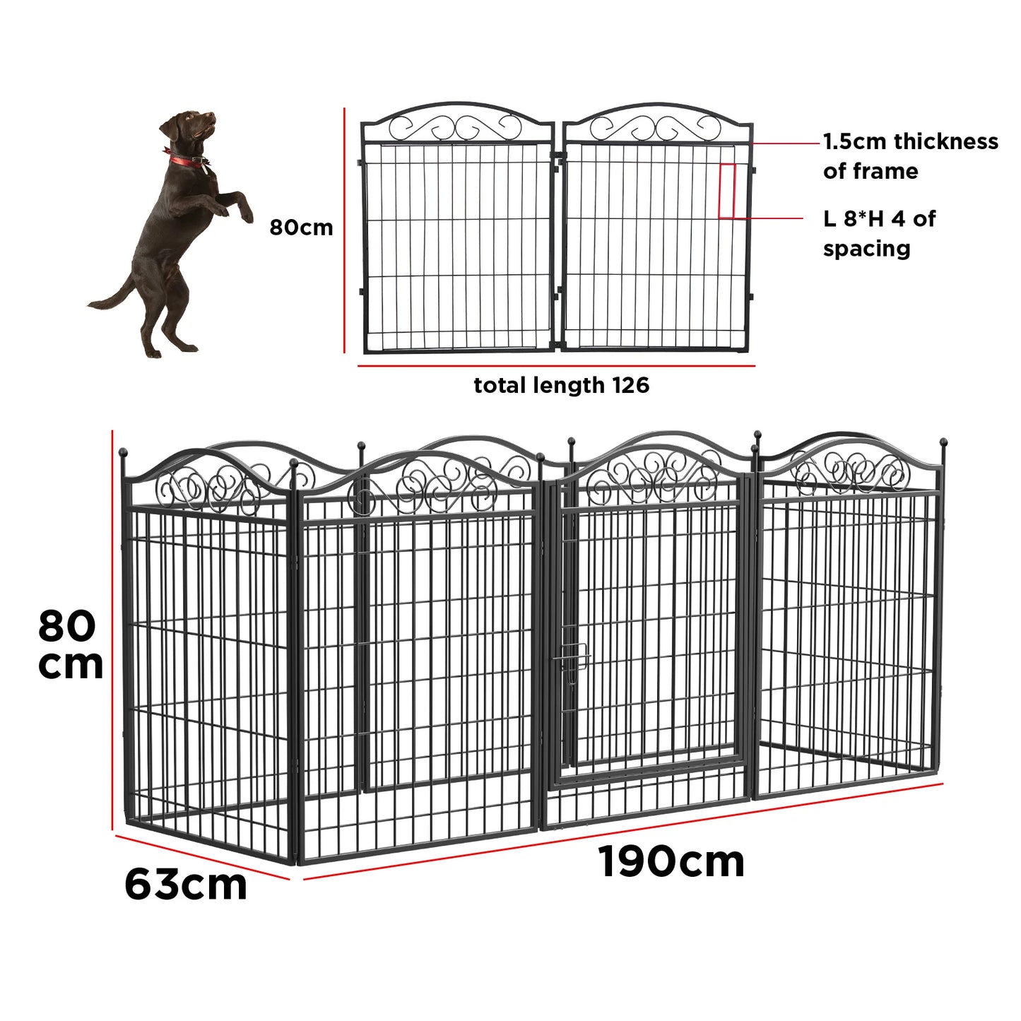 BINGOPAW Eight-Panel Heavy Duty Folding Anti-Rust Dog Playpen Indoor Outdoor