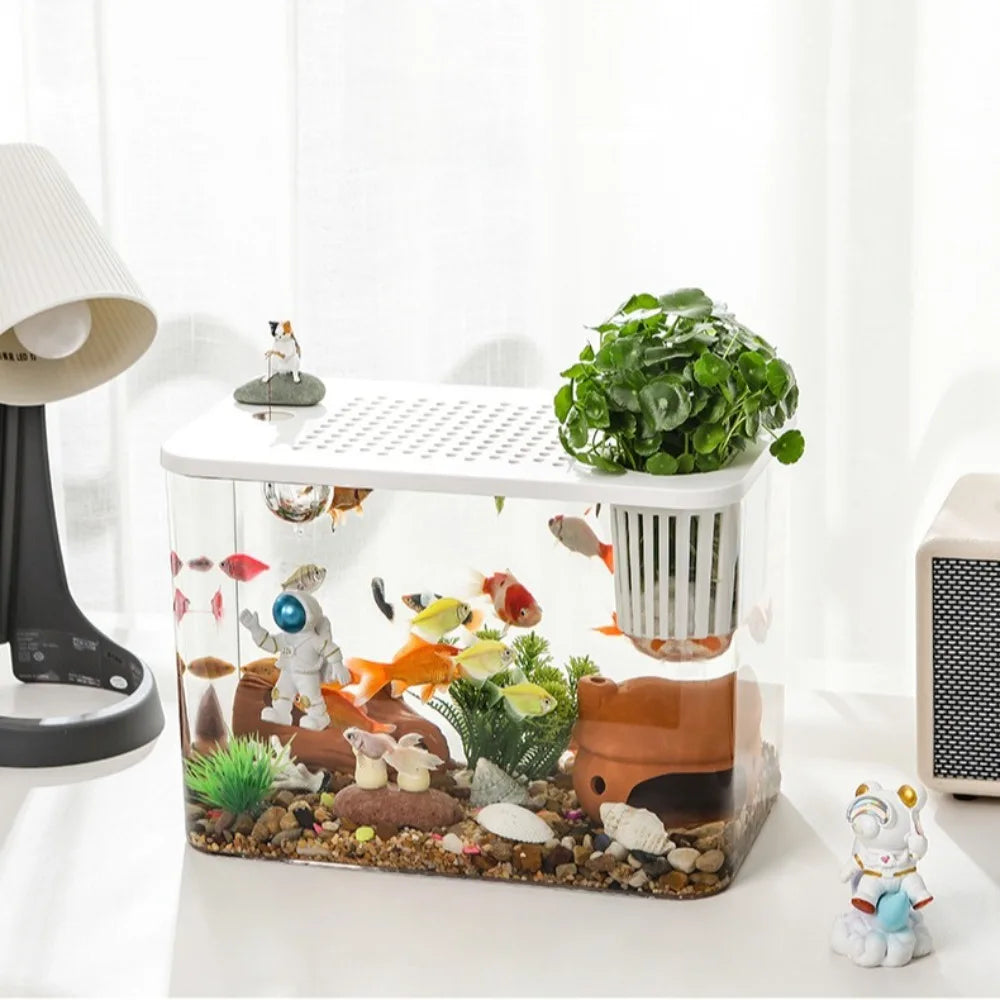 Pet ABS Fish Tank With Lid Transparent Hydroponic Tank