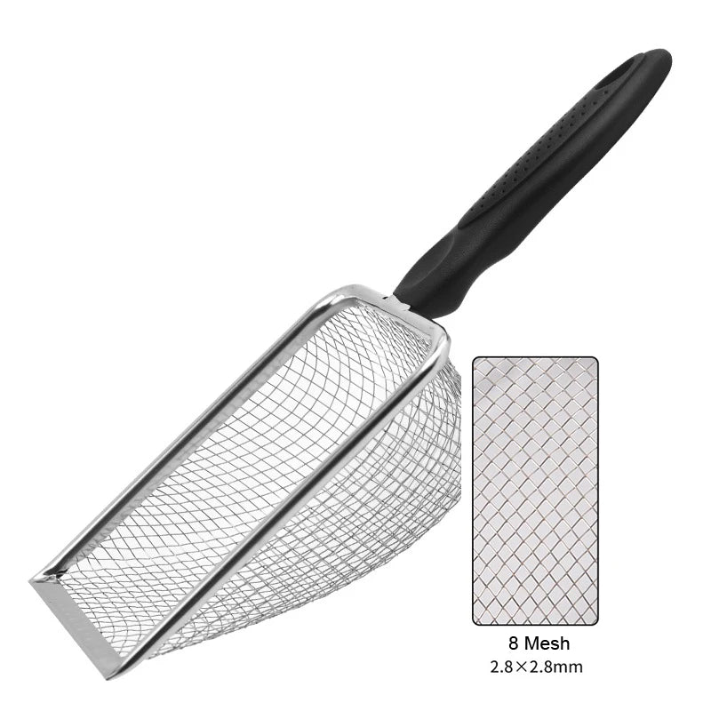 Stainless Steel Pet Feces Shovel With Mesh Screen For Terrariums