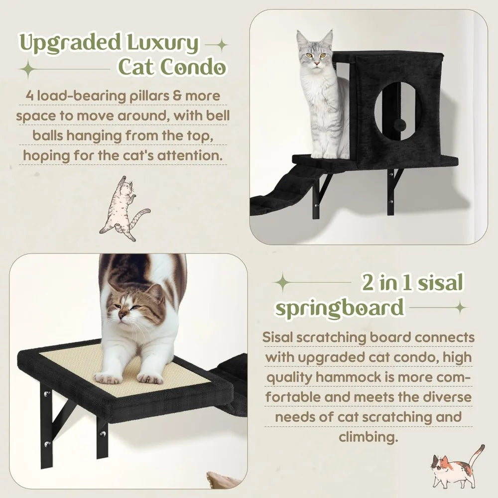 Wall Mounted Cat Climbing System House Tunnel Bridge Scratching Post