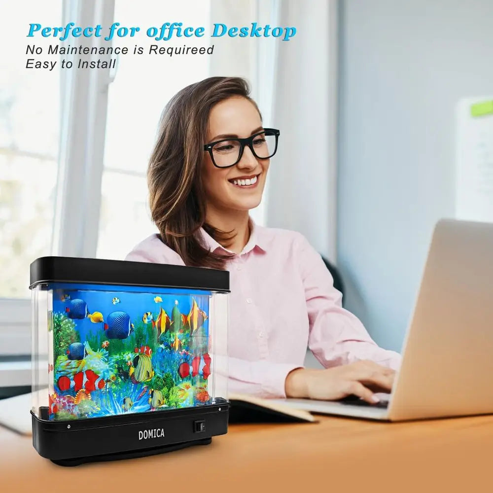 Fake Fish Tank With Moving Fish LED Mood Light Decorative