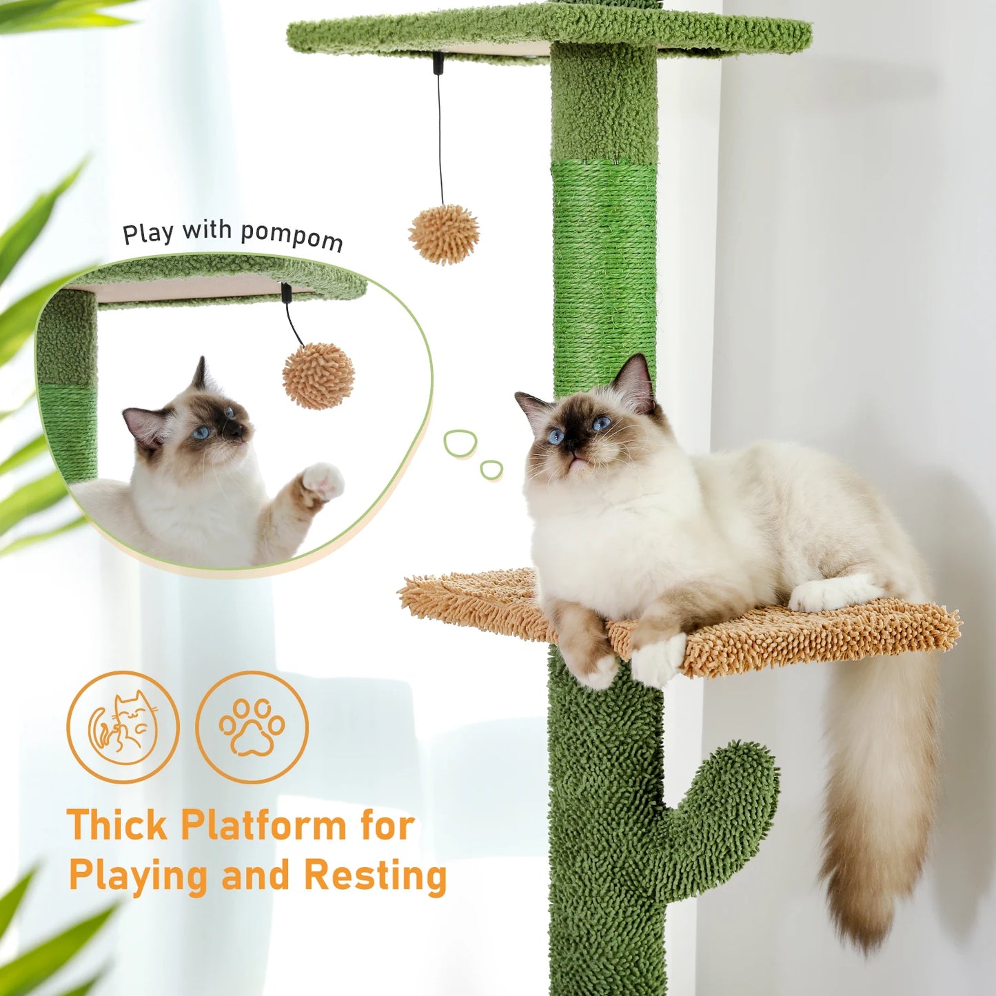 PAWZ Road Cat Tree 5 Tier Floor To Ceiling Hammock