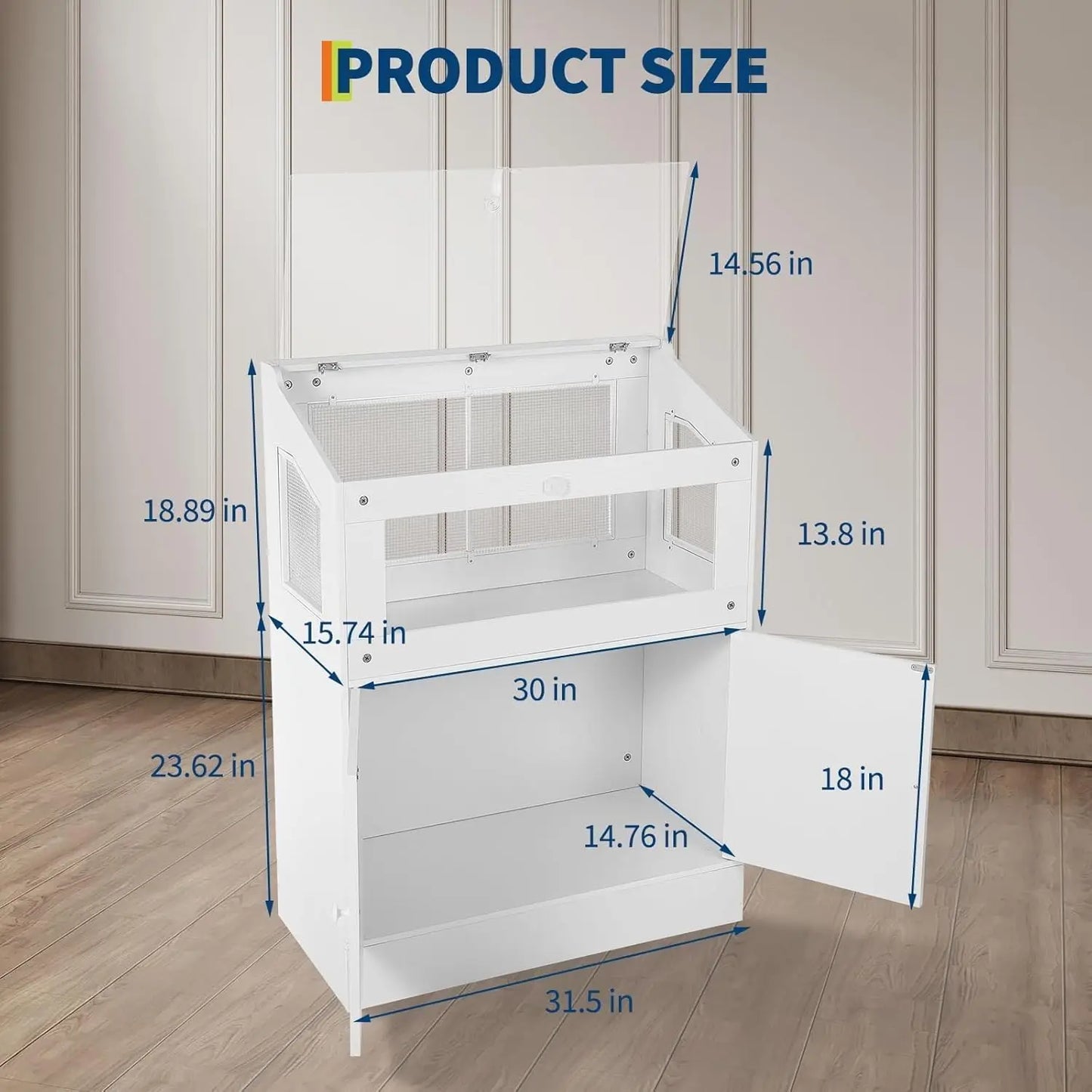 HiMISSCN Hamster Cage with Storage Cabinet and Easy View Panels