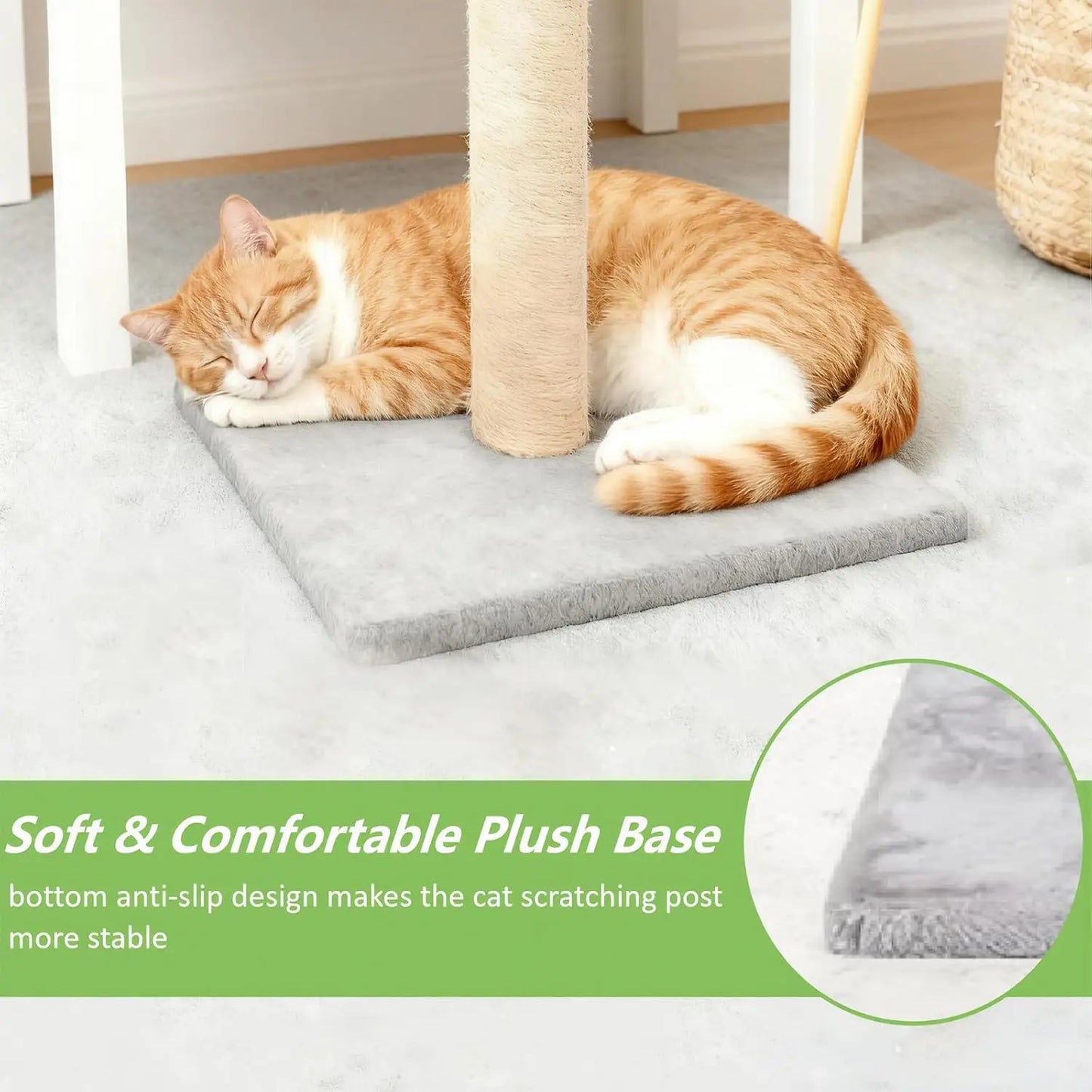 Cat Scratching Post Sisal and Plush Pad for Indoor Cats