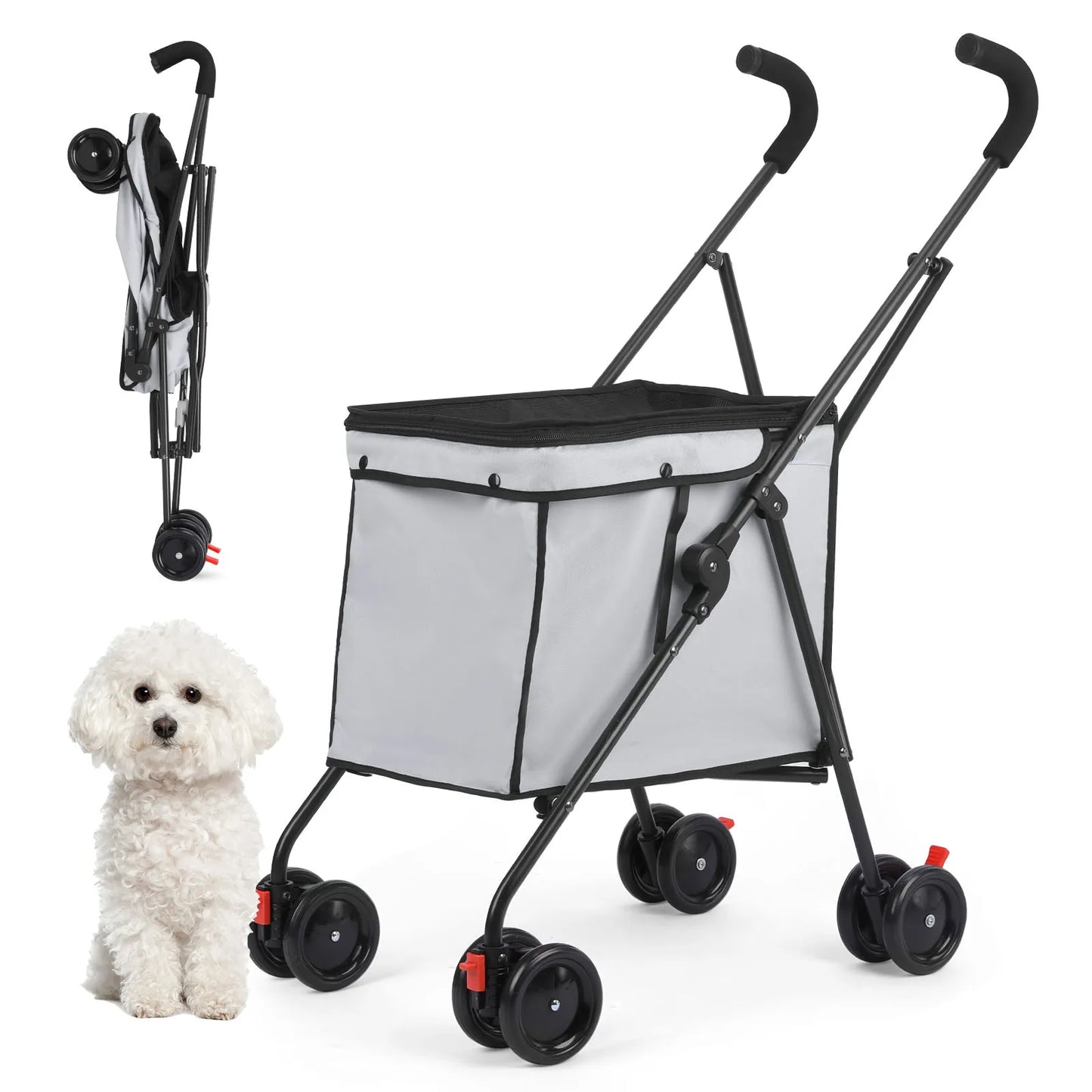 Wedyvko Shopping Trolley Dog Stroller Four Wheels Folding Cart