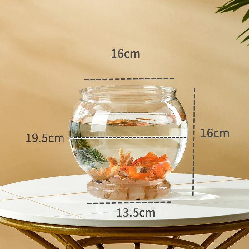 Portable Plastic Round Fish Bowl Desktop Aquarium For Home Office