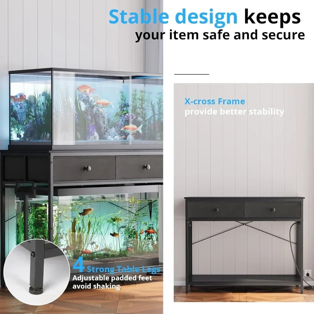 XMSJ Customizable Aquarium Stand Power Outlet Cabinet Storage