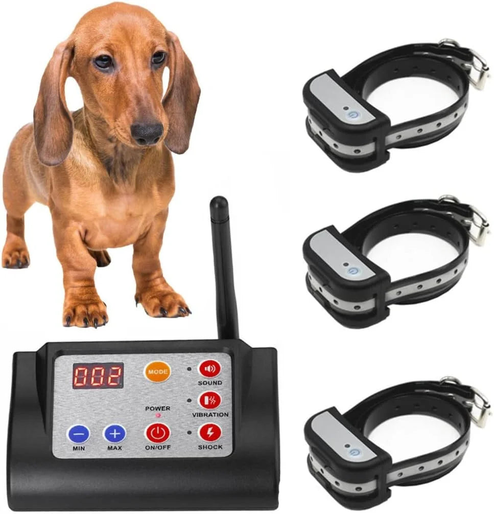 Wireless Dog Fence System With Adjustable Range For Three Dogs