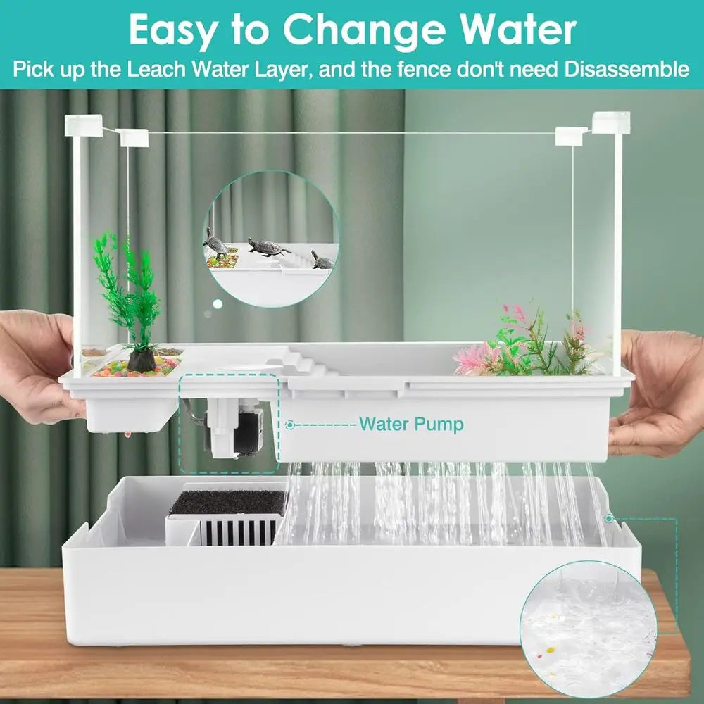 Lighted Turtle Tank Kit With Water Pump And Platform Plants