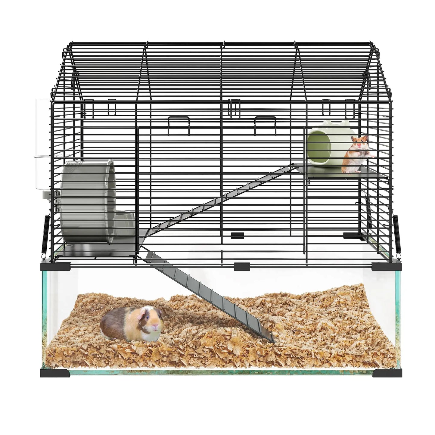 Studyset Hamster Cage With Deep Tempered Glass Bottom 3 Tiers