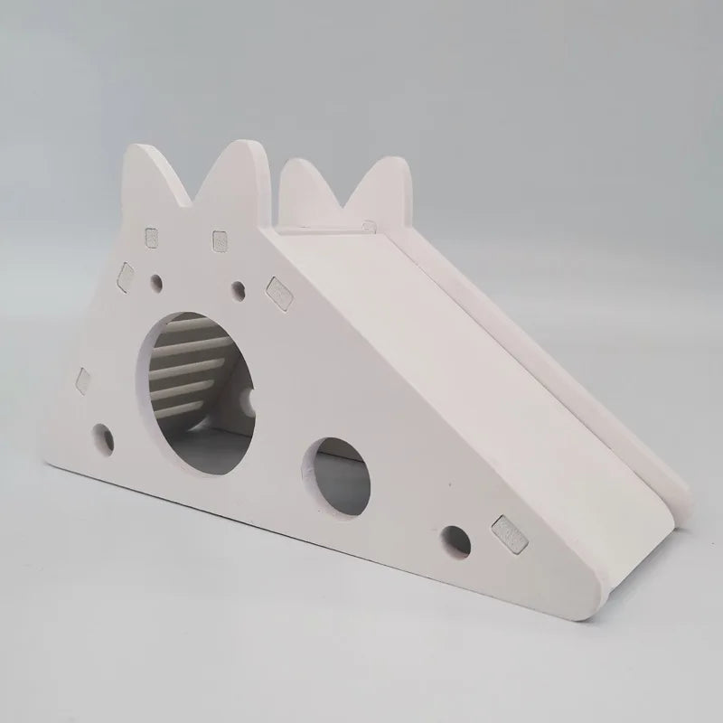 Wooden Hamster Slide Toy With House For Small Pets