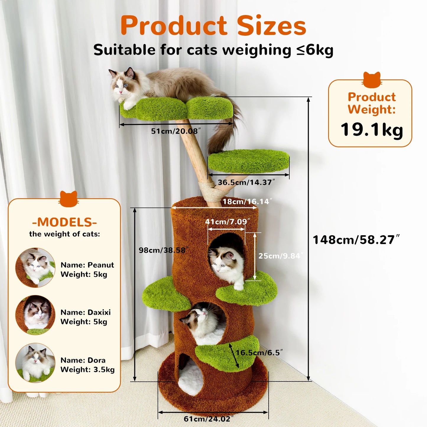 Bingopaw Indoor Cat Tree Tower With Luxury Condo Cushion