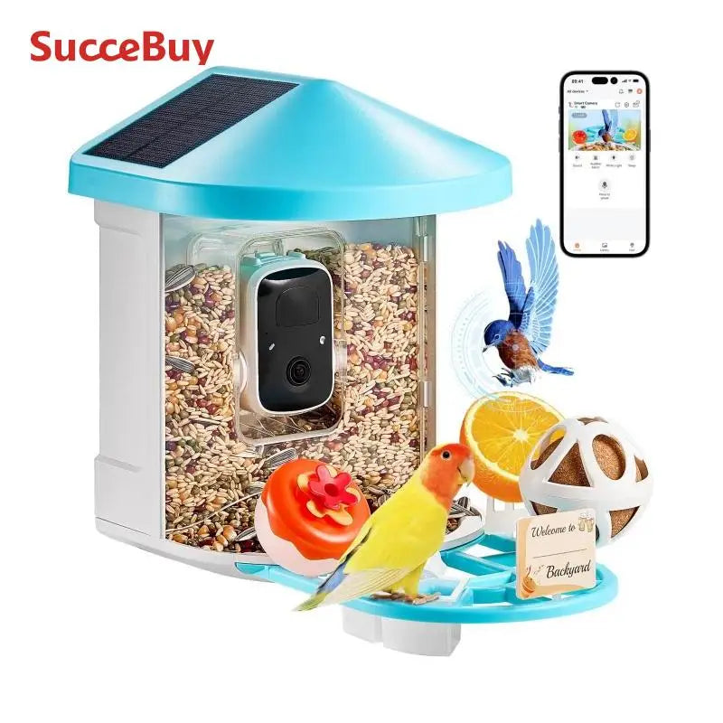 SucceBuy 2K Solar Bird Feeder Camera AI Identify Birds
